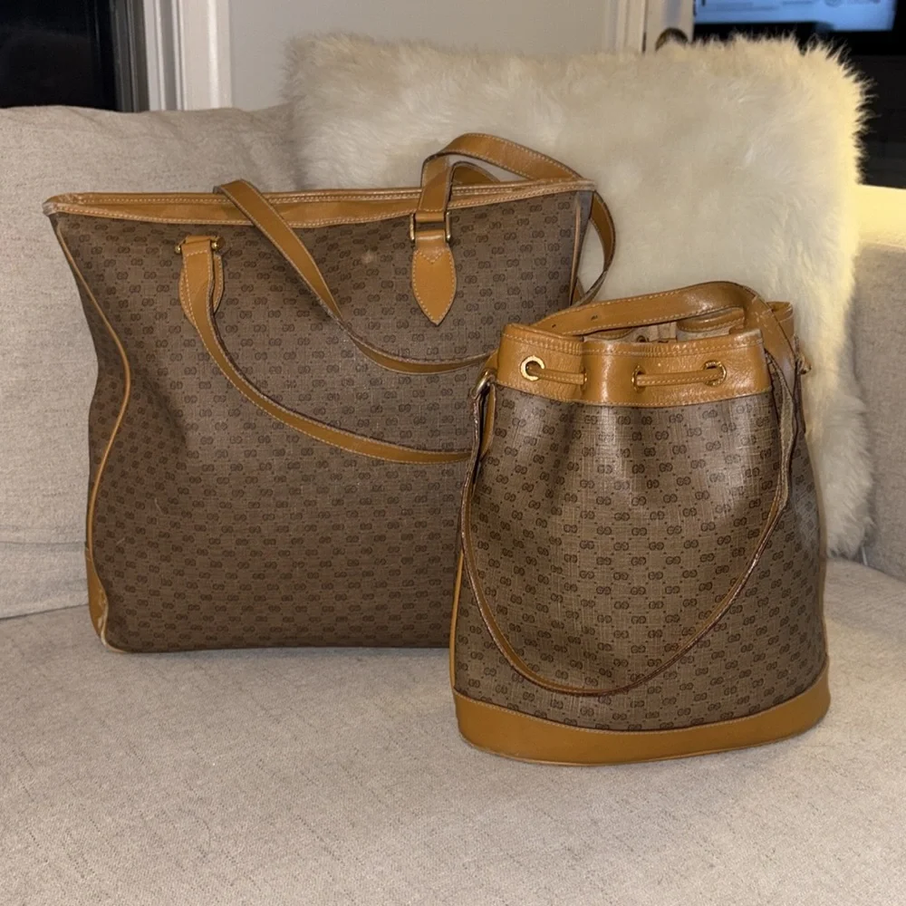 💚❤️SALE Gucci Travel Bag 3 Piece Set Authentic 80's Classic GG Gucci bags💚❤️ - Picture 5 of 17